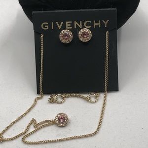 GIVENCHY Gold Plated Earrings Pendant Necklace Set